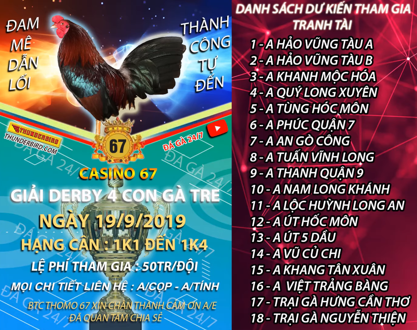 Giải đá gà 19/9